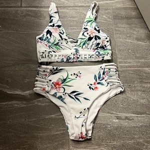 Floral white bikini